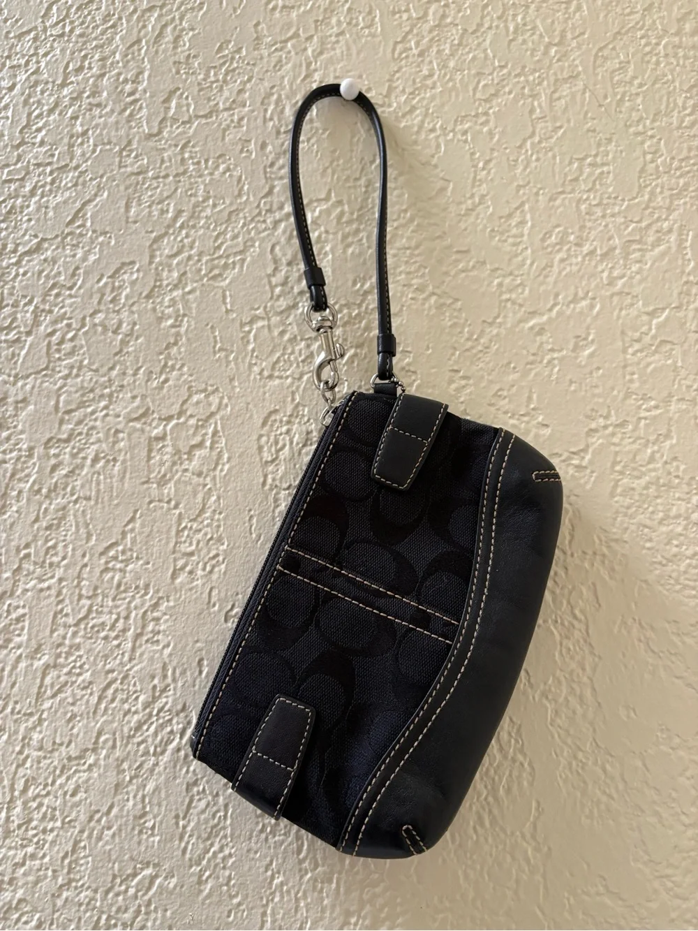 Coach Black Wristlet Clutch with Silver Hardware